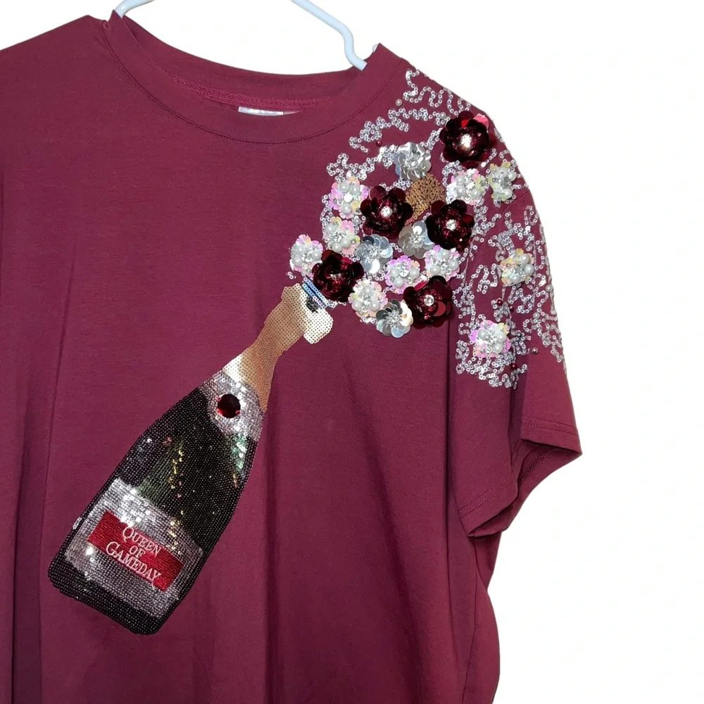 Queen of Sparkles Garnet Crimson queen of Gameday T-shirt Large New - Picture 4 of 9